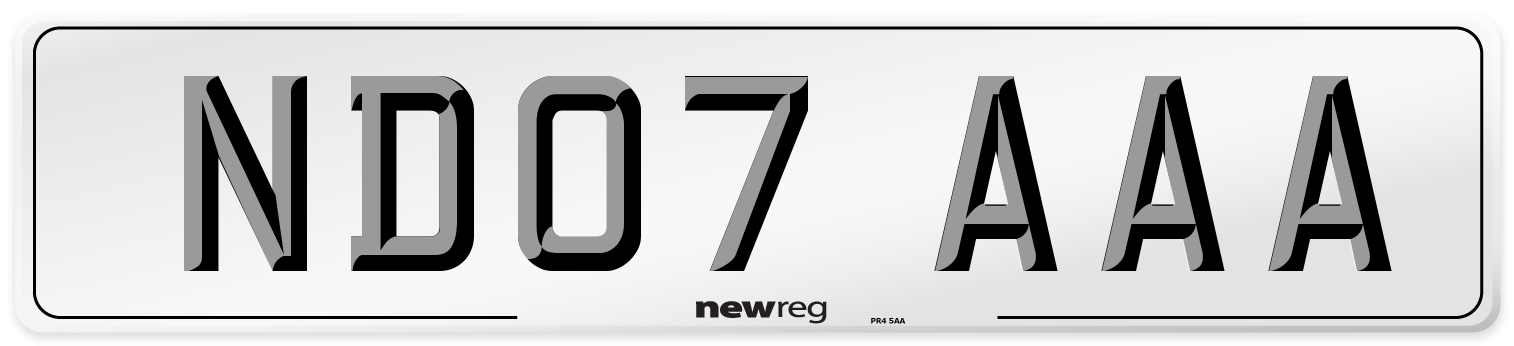 ND07 AAA Number Plate from New Reg